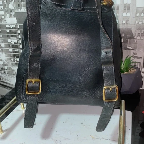 Gucci Black Leather Backpack with Bamboo Accent - Picture 11 of 16